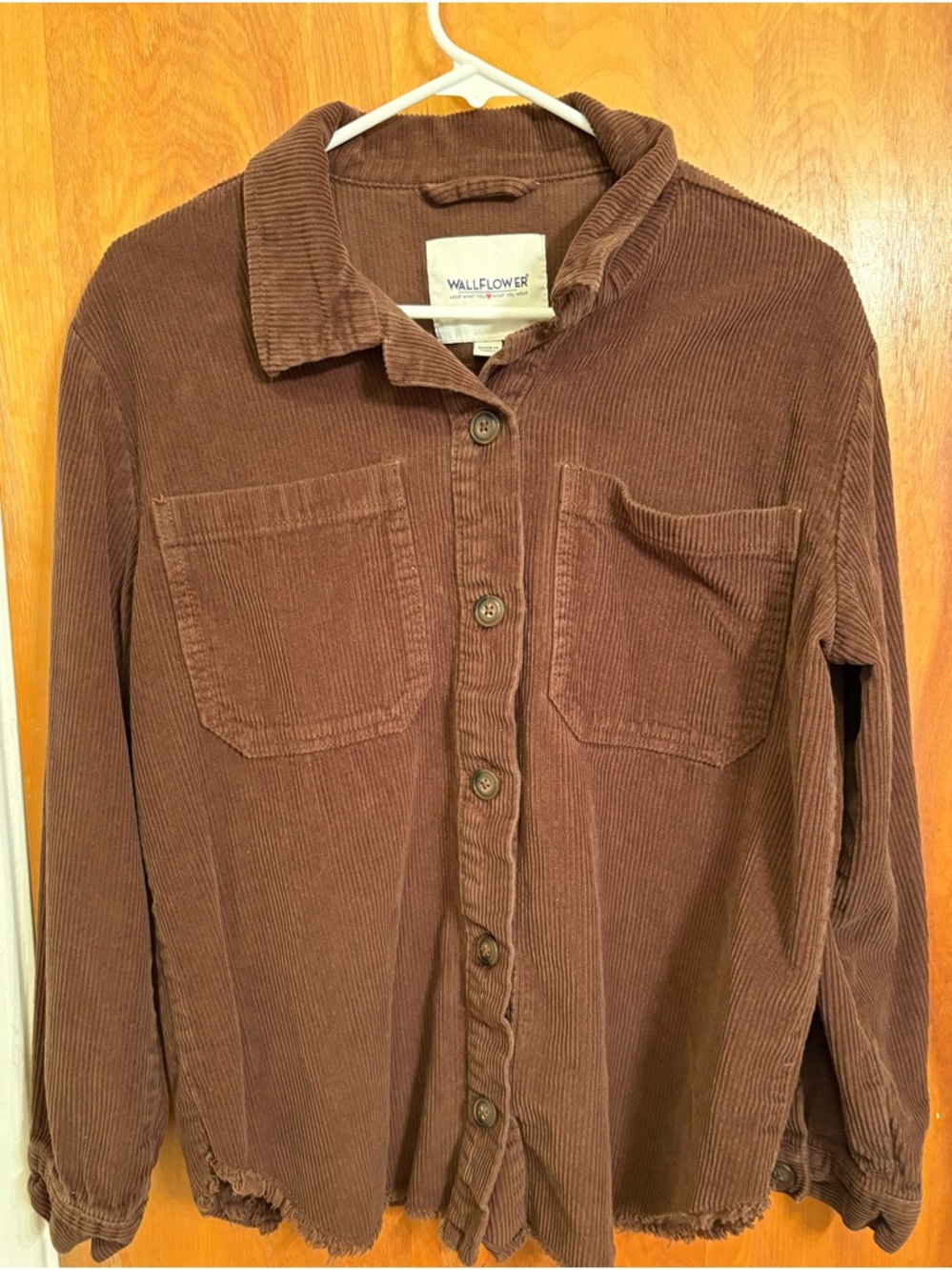 Wallflower Brown Corduroy Button-Up Shirt Jacket